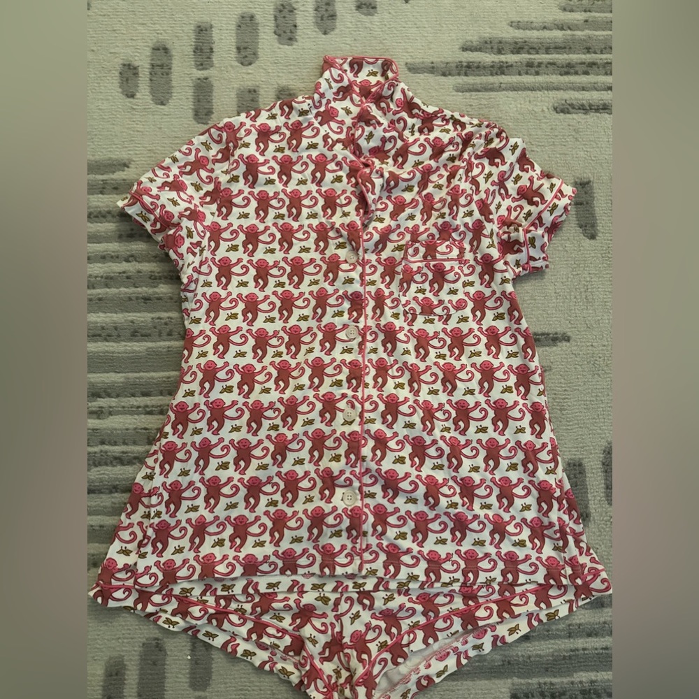 Roller Rabbit Monkey Polo Pajamas (Pink) Size: Large